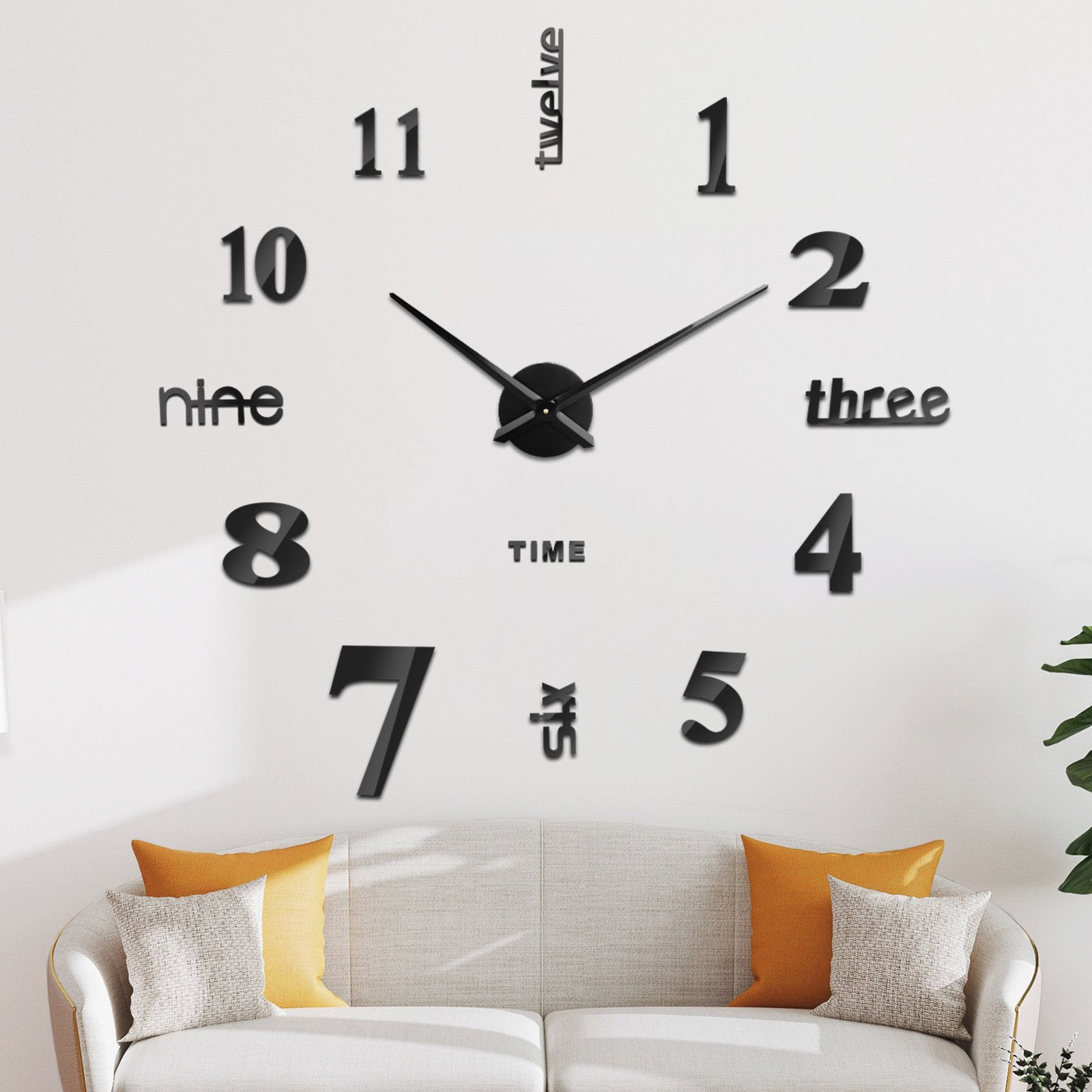SOLEDI DIY Large 3D Wall Clock  (Black)