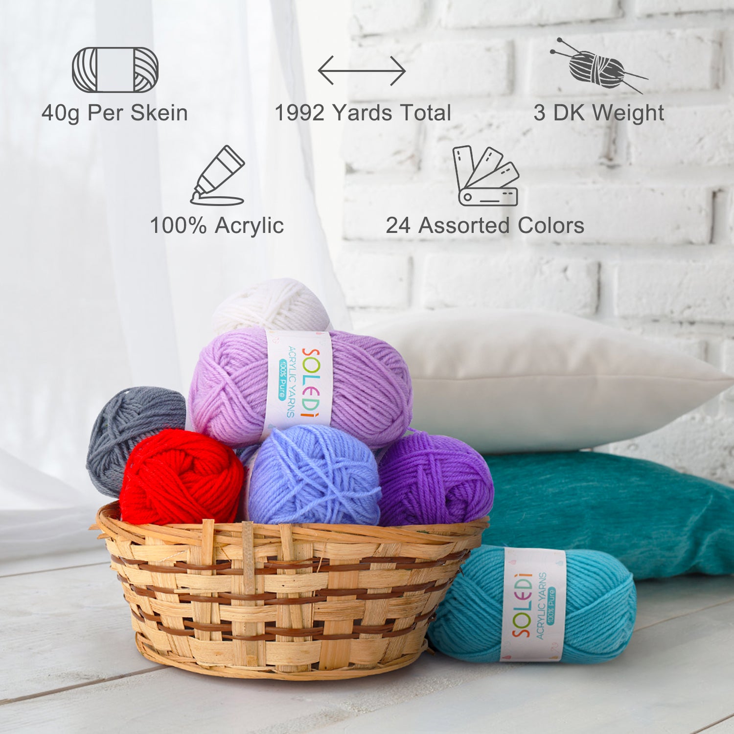 SOLEDI Wool For Crocheting Acrylic Crochet Wool (24 colors/40g)