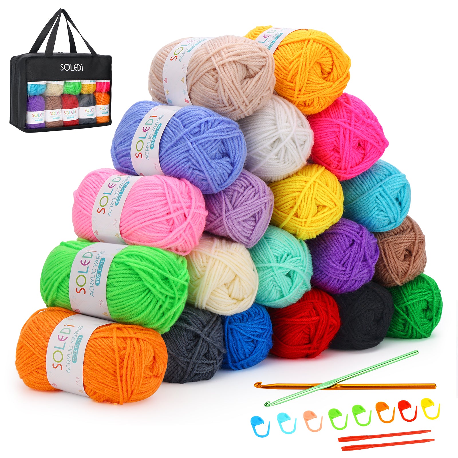 SOLEDI Wool For Crocheting Acrylic Crochet Wool (20 colors)