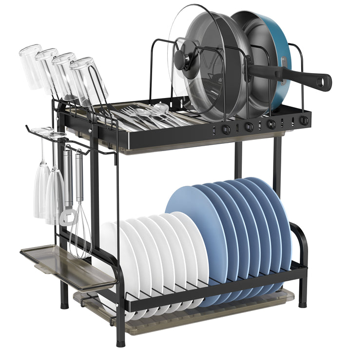 SOLEDI Dish Drying Rack with Cup Holder 2 Tier