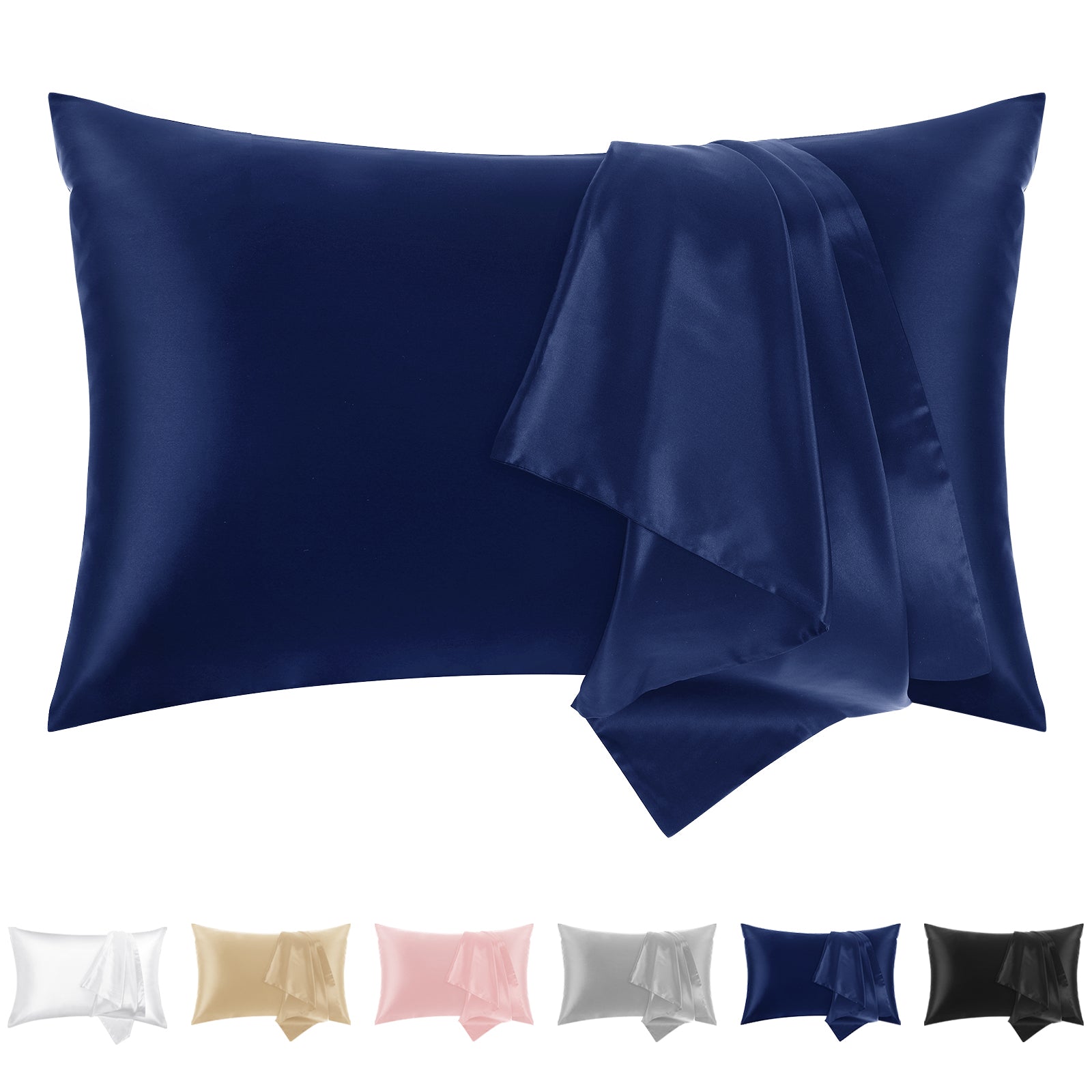 SOLEDI Natural Pure Mulberry Silk Cushion Cover (Navy blue)