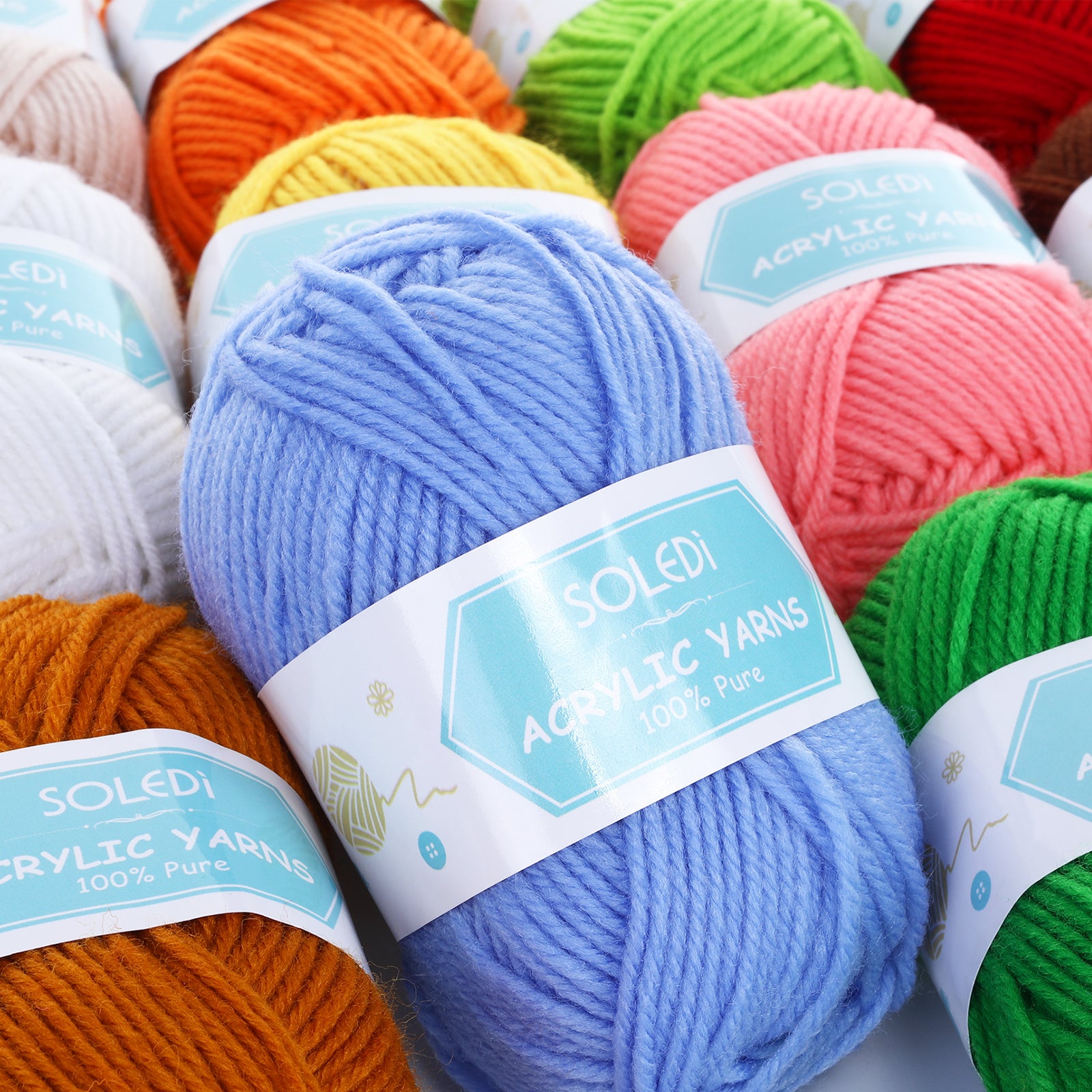 SOLEDI Wool For Crocheting Acrylic Crochet Wool (16 colors/40g)