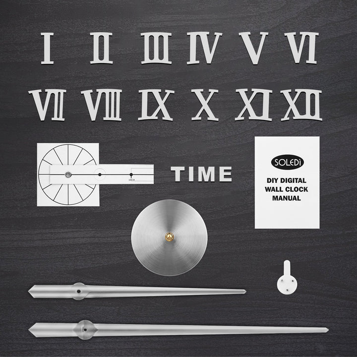 SOLEDI 3D Wall Clock Roman Numerals (Black)