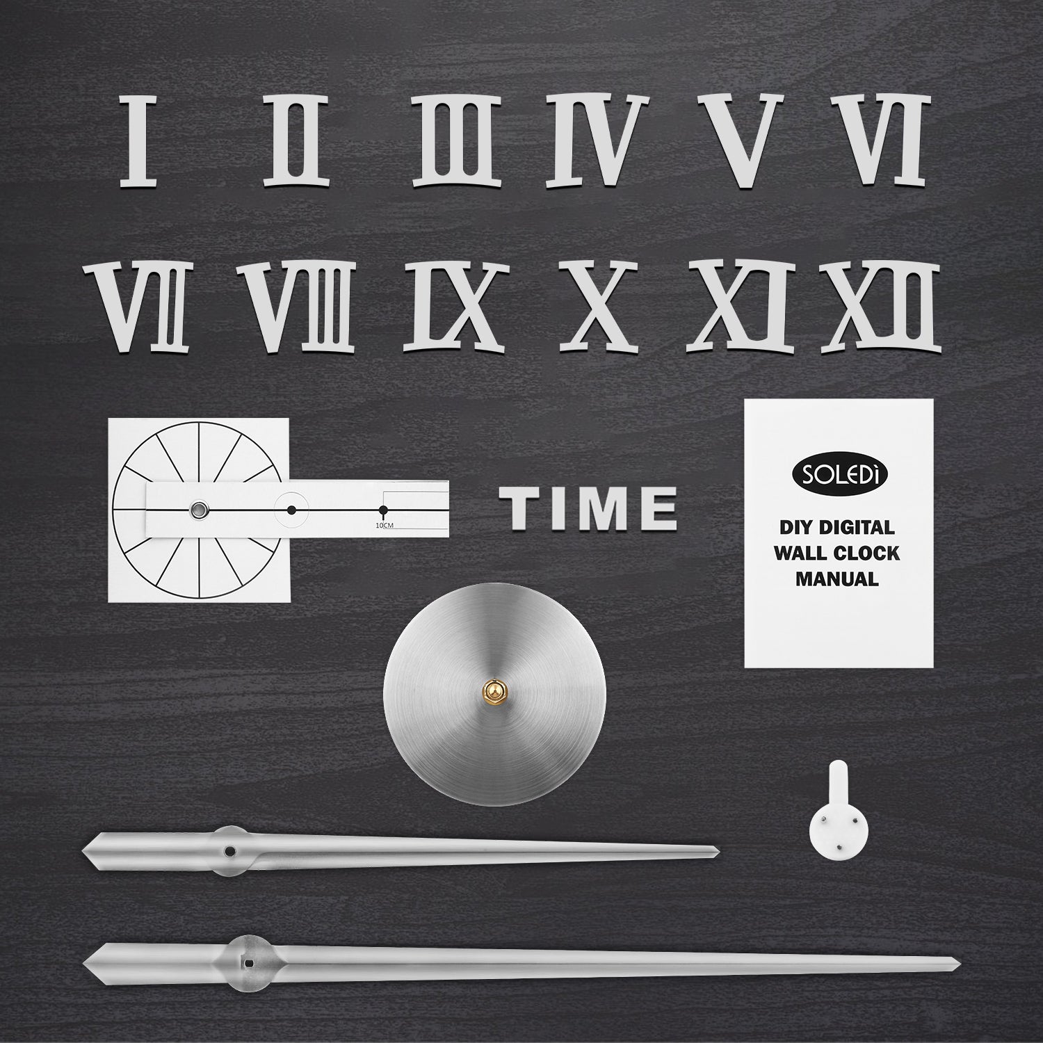 SOLEDI 3D Wall Clock Roman numerals (Silver)