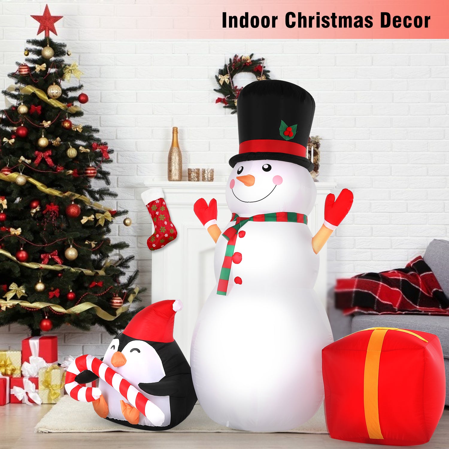 SOLEDI 6 FT Christmas Inflatables Giant Snowman Penguin