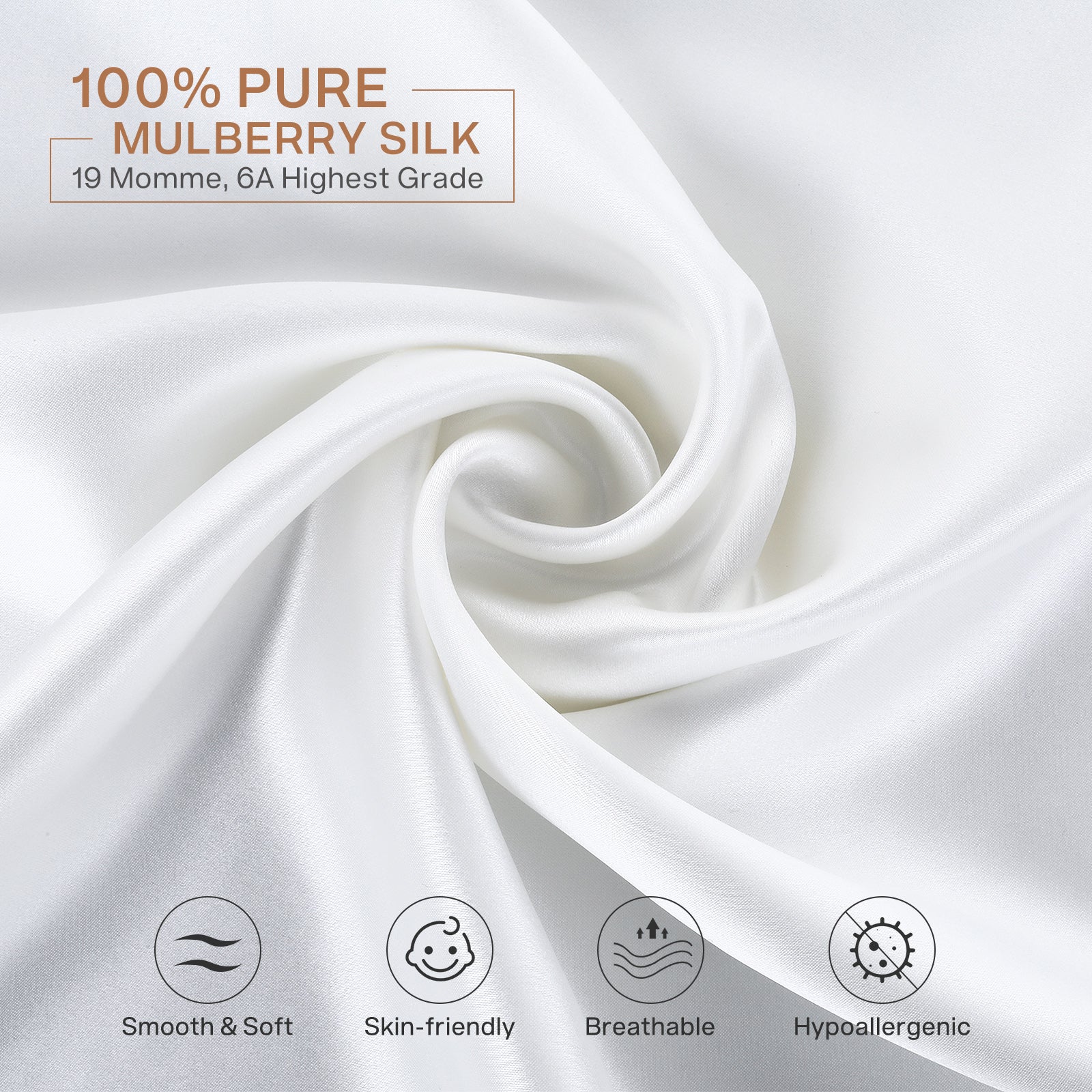 SOLEDI Natural Pure Mulberry Silk Cushion Cover (White)