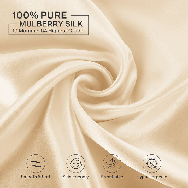 SOLEDI Natural Pure Mulberry Silk Cushion Cover (Champagne)