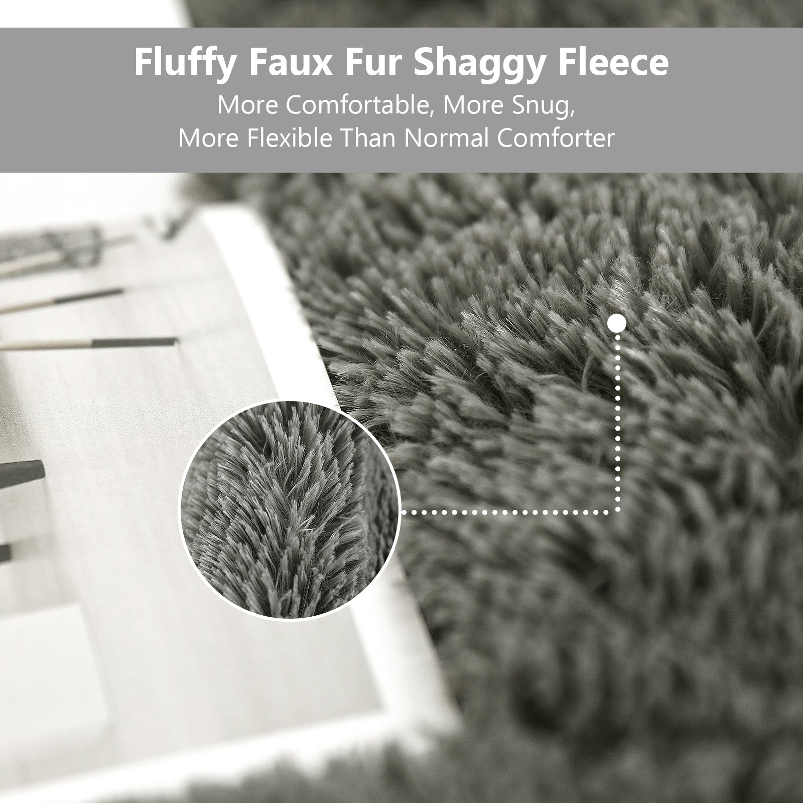 Faux Fur Comforter Set Solid Luxury Warm (Grey)