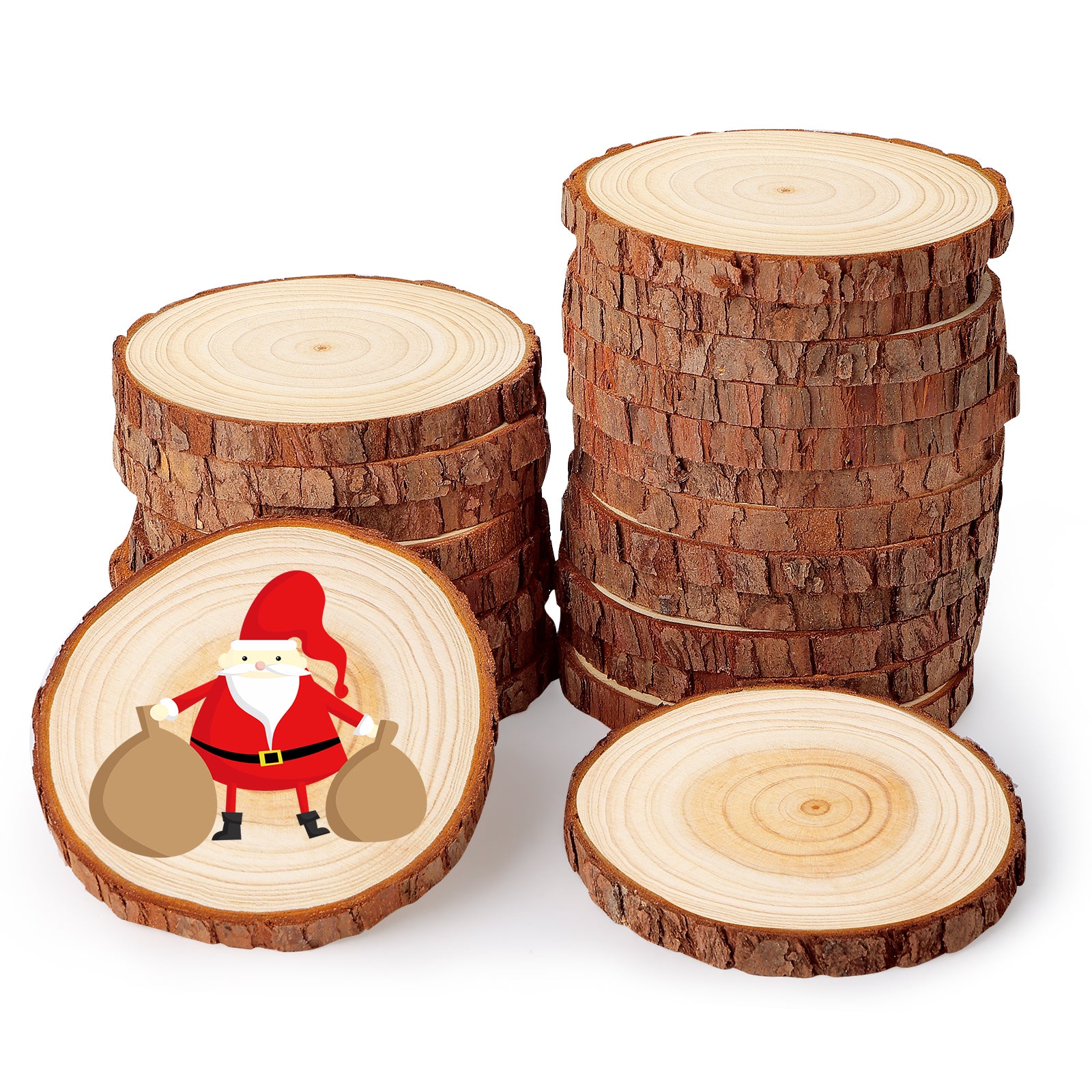 SOLEDI Wood Slices for Crafts Diameter 9-10 cm(22 Pcs)