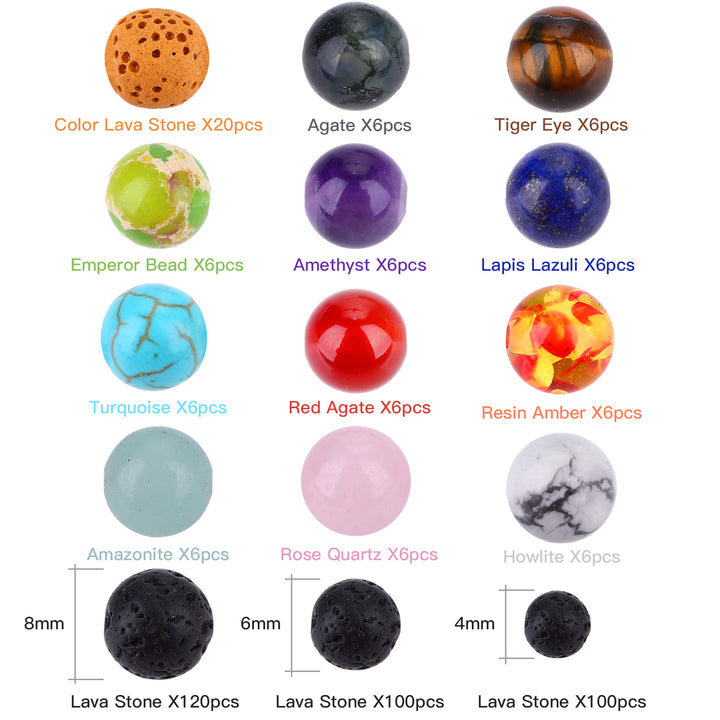 SOLEDI Lava Beads 526 Pieces Set Of Chakra Beads
